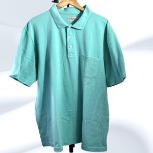 Windham Pointe Mens‎ Aqua 3 Button Pocket Cotton Blend Polo Shirt Size XXL